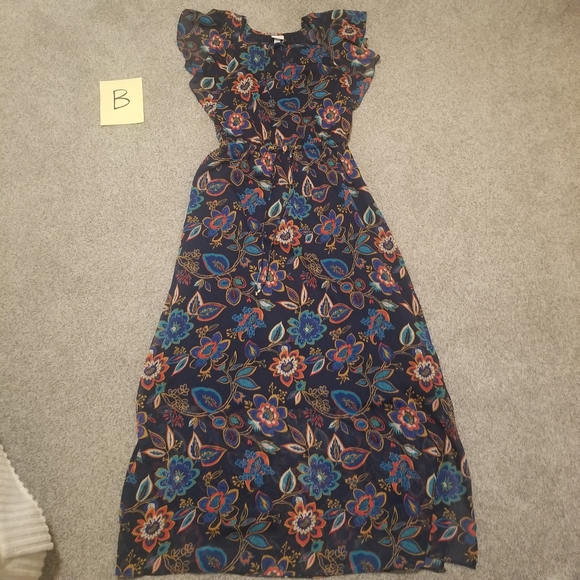 A New Day (Target) size XS long navy with colorful floral dress.Wear on vacation - Picture 1 of 5